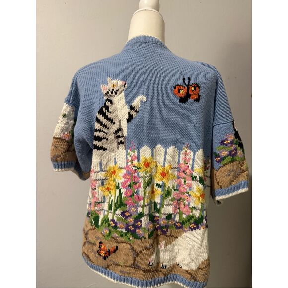 Design Options cat butterfly print embroidered chunky knit top L - Picture 9 of 9